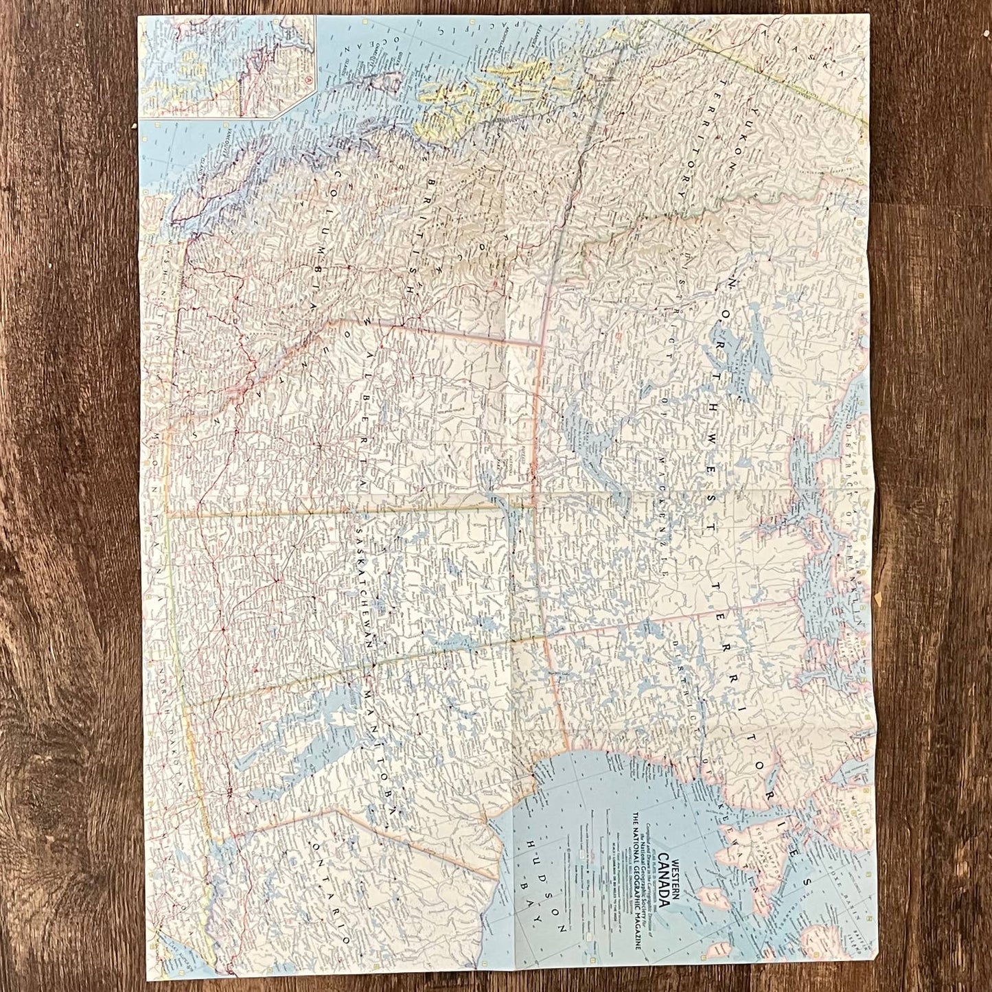 1966 National Geographic Western Canada Fold Out Map 15x25 D7