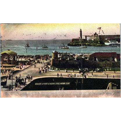 Malecon La Punta & Morro Castle Havana c1905 Cuba Original Postcard TK1-P16