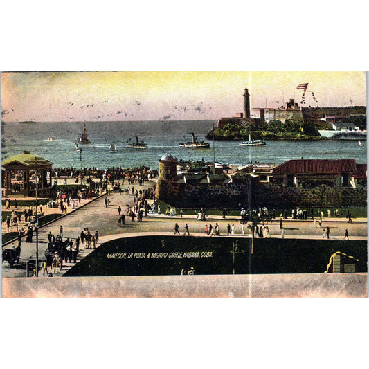 Malecon La Punta & Morro Castle Havana c1905 Cuba Original Postcard TK1-P16