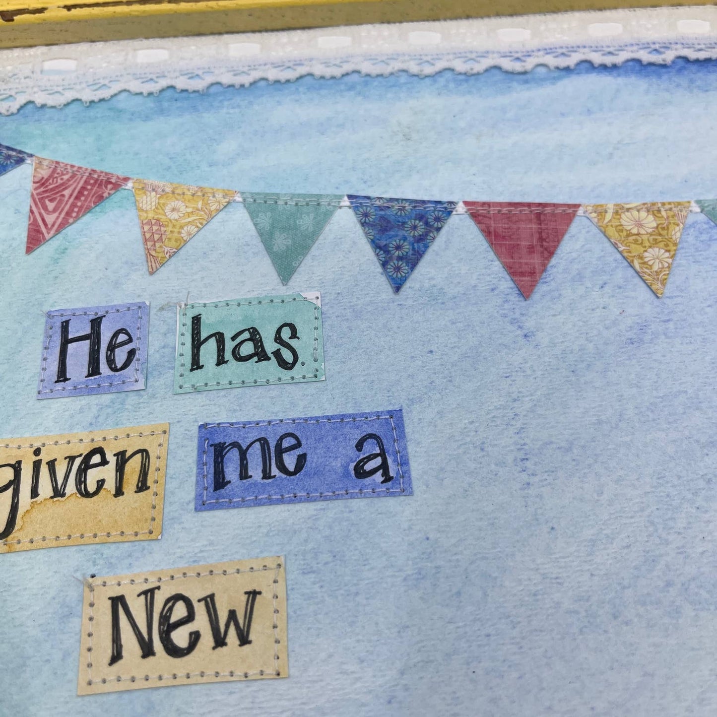 Original Mixed Media Wall Art Psalm 40:3 Bird Elisabeth Forman 10.5 x 12.5" TI4