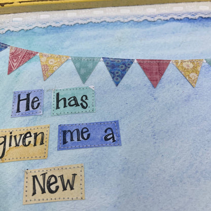 Original Mixed Media Wall Art Psalm 40:3 Bird Elisabeth Forman 10.5 x 12.5" TI4
