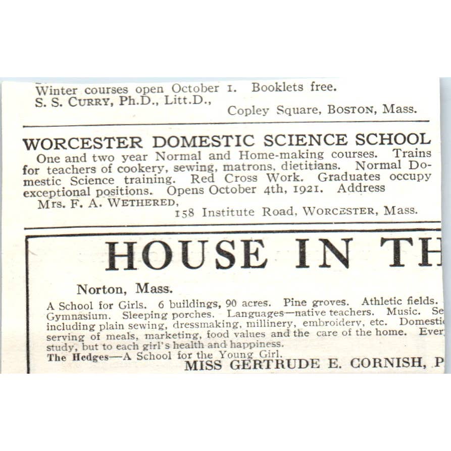 Worcester Academy Samuel F. Holmes MA - 1921 Original Ad TJ7-S7