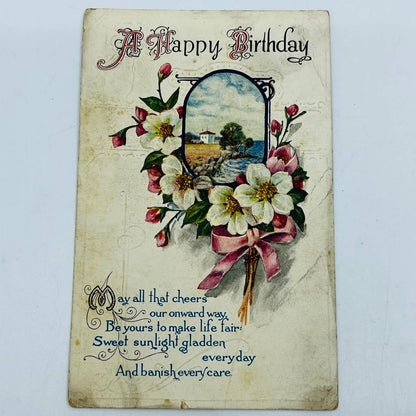 1910s Birthday Post Card WINSCH Back Art Nouveau Ocean Coastal Scene PA5