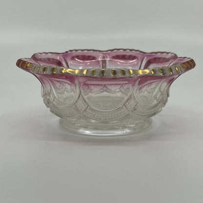 Antique Mirror Panel Berry Bowl Glass 15086 Pink Blush Gold Galloway EAPG 4” SA3