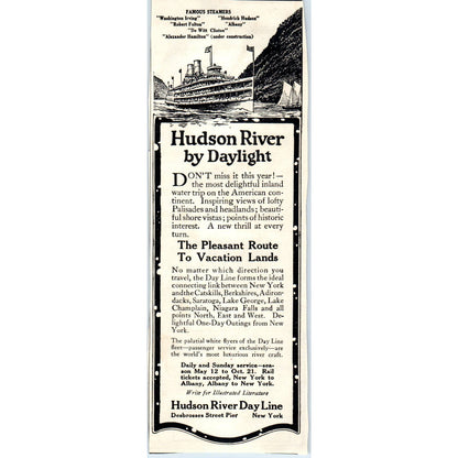c1920 Harper's Magazine Ad - Hudson River Day Line Steamer Trip EA3-4