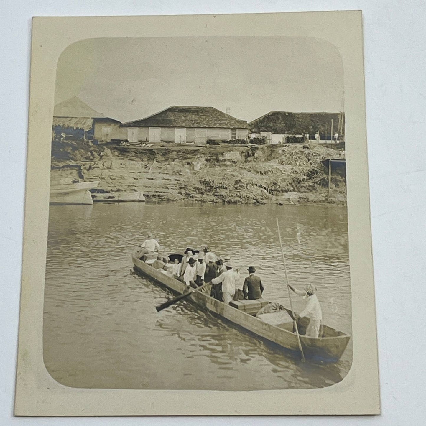 1903 Photograph Amalio Ocampo & Family Leaving River Steam in Canoe Mexico AC7