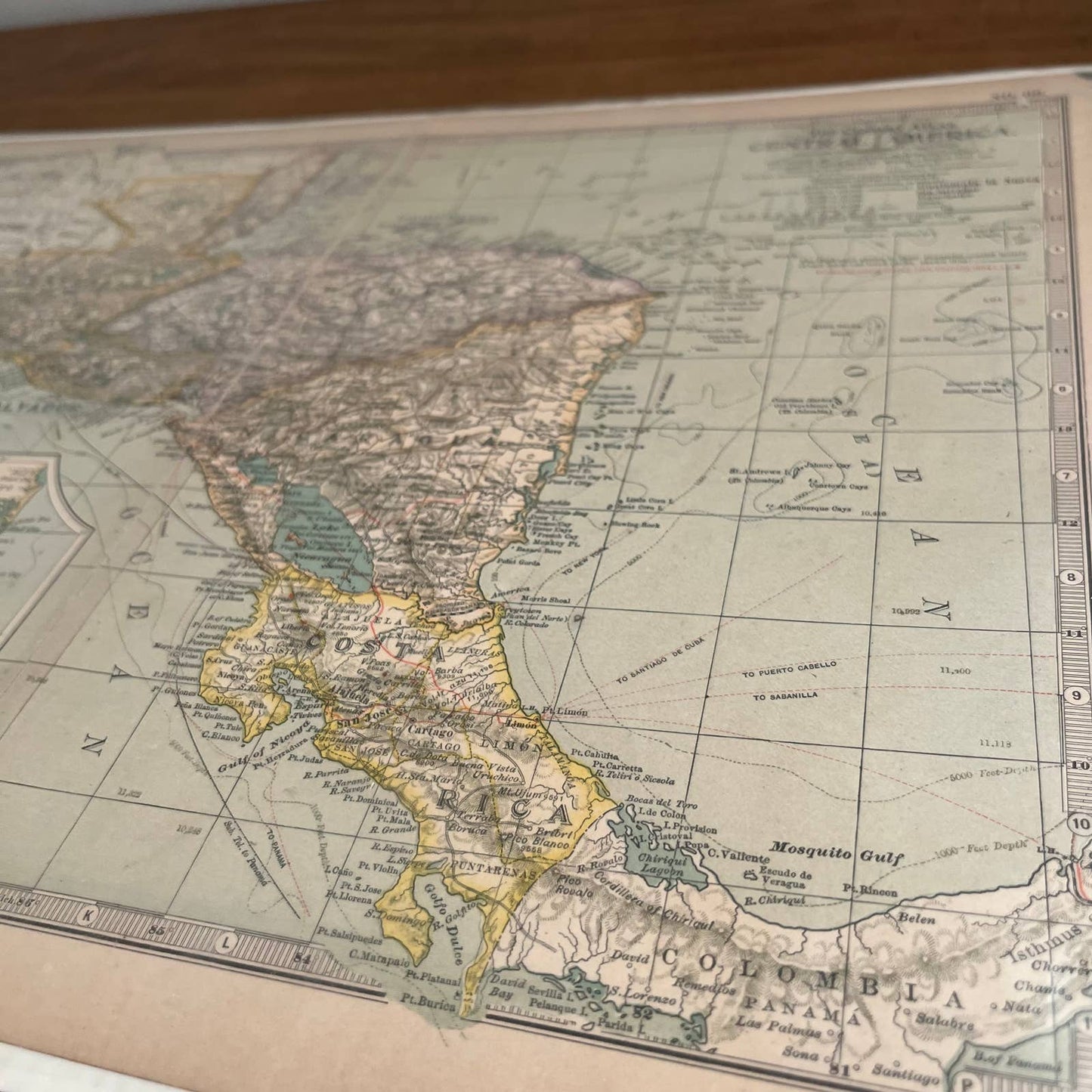 Antique 1902 Century Atlas Map of CENTRAL AMERICA Color Engraved 12x16 FL5