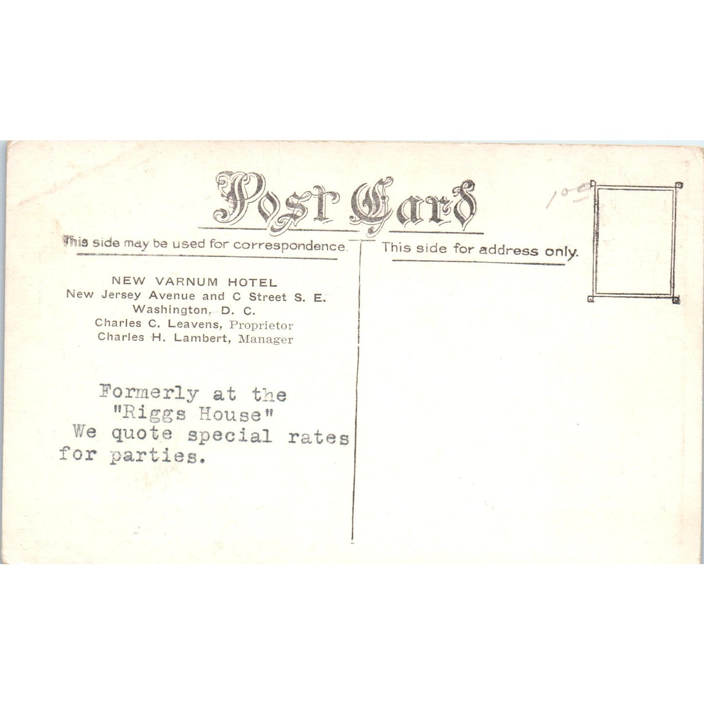 The New Varnum Hotel Washington D.C. Original Postcard P1-16