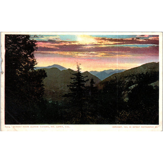 Sunset from Alpine Tavern Mt. Lowe California c1906 Original Postcard P1-15