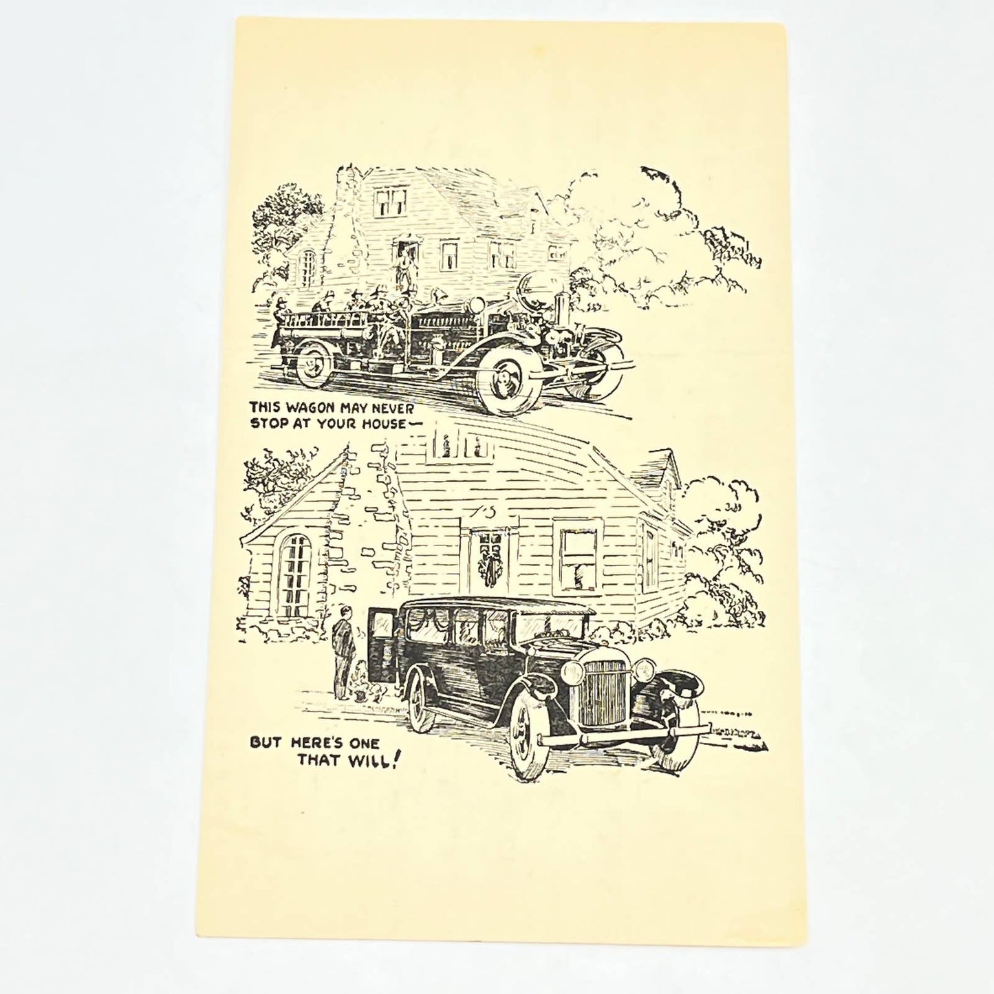 Original 1932 Trade Card Western & Southern Life Insurance Firetruck AB6