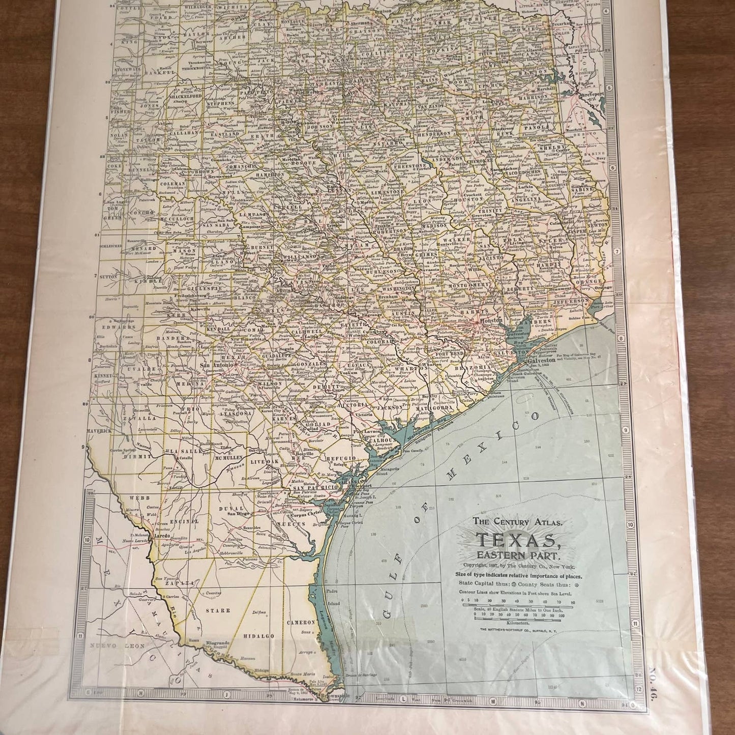 Antique 1897 The Century Atlas Map of TEXAS SET OF 2 Engraved 12.5 x 17” FL5