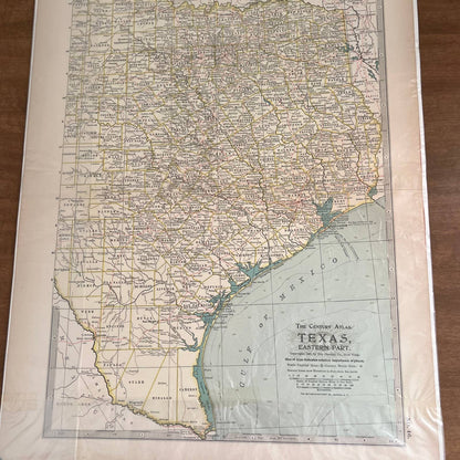 Antique 1897 The Century Atlas Map of TEXAS SET OF 2 Engraved 12.5 x 17” FL5