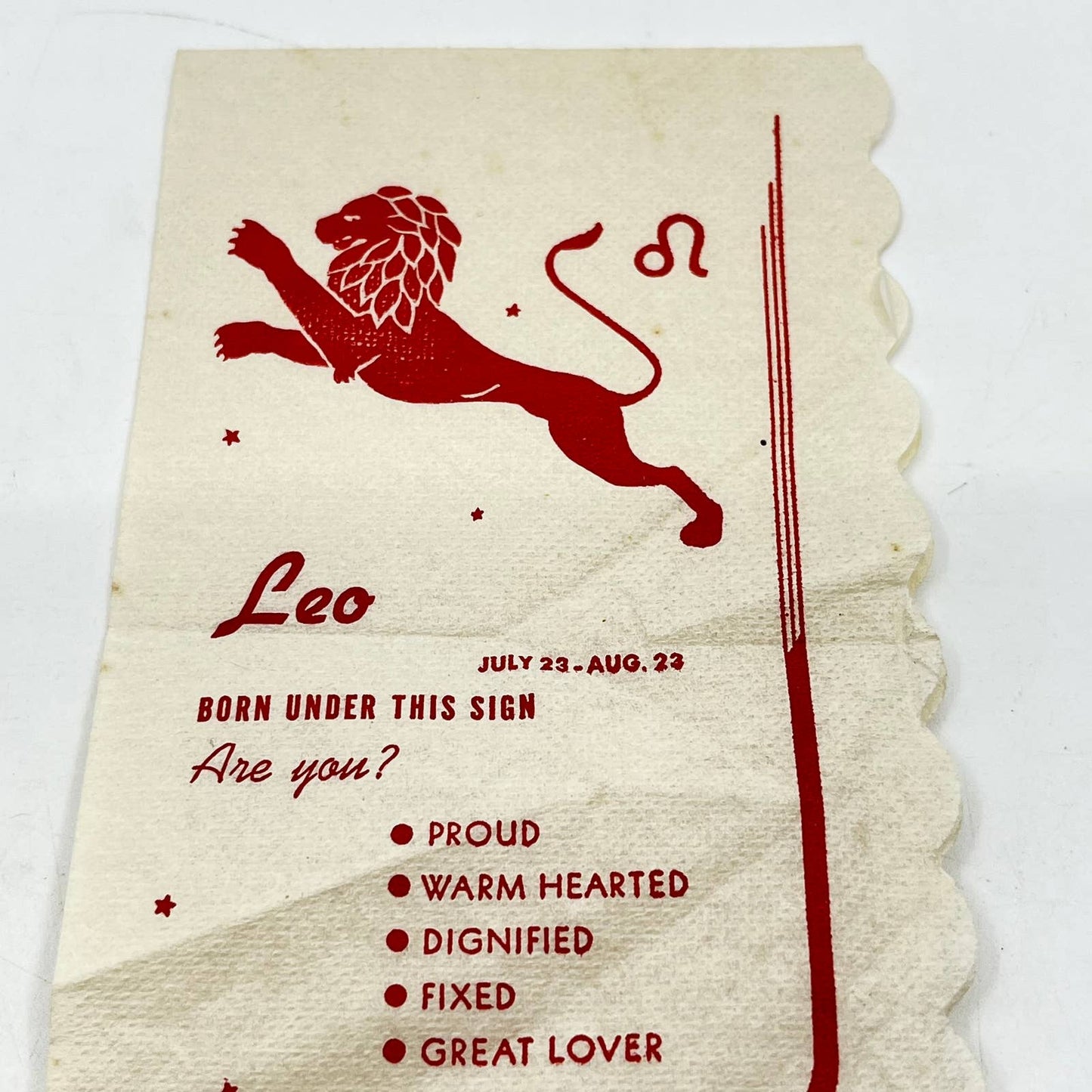 1960s Leo Zodiac Sign Astrology Napkin SC5