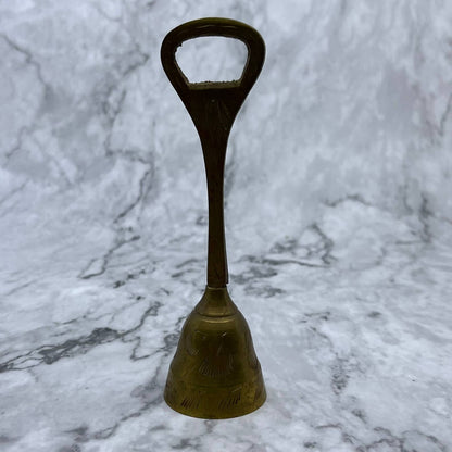 Vtg Etched Long Handle Bottle Opener Brass Bell of Sarna 5" India SA2