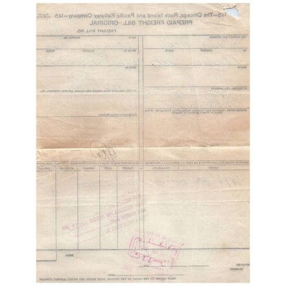 1929 The Chicago, Rock Island and Pacific Railway Company Freight Bill AD1