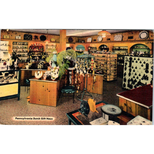 Vintage Postcard Pennsylvania Dutch Gift Haus Hamburg PA TD9-P1