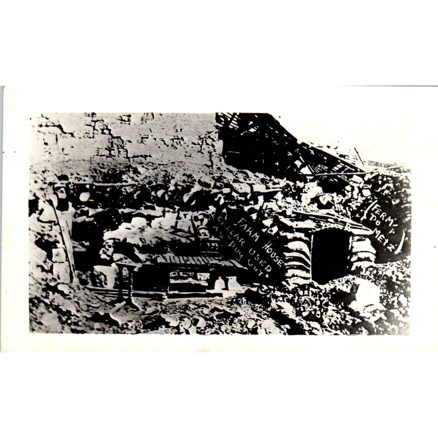 WWI Farm House Cellar Used as Dug Out  - Original RPPC Postcard TJ7-RP1