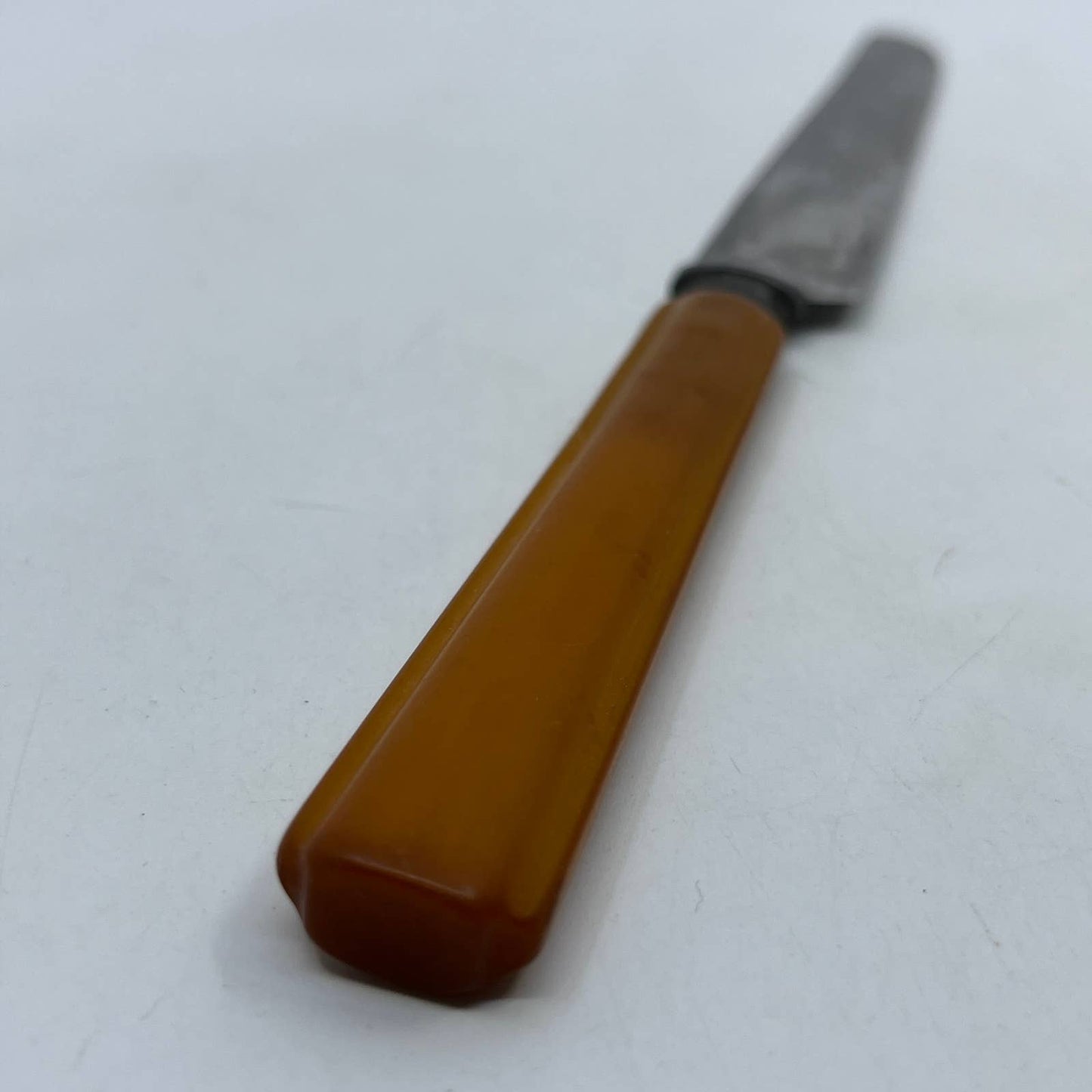 Vtg Robinson Knife Co Butterscotch Bakelite 9” Butter Knife Stainless Steel TD2