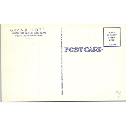 Grand Hotel Mackinac Island Michigan Original Postcard TK1-P19