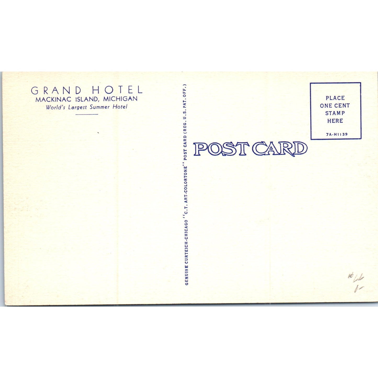 Grand Hotel Mackinac Island Michigan Original Postcard P2-4