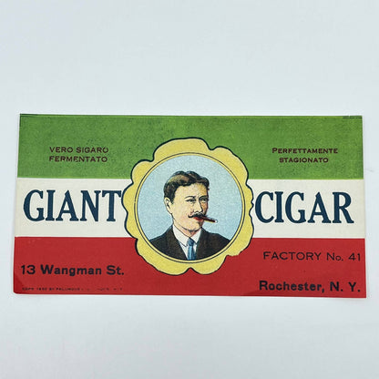 Vintage Giant Cigar Rochester NY - Cigar Box Label Embossed AA8