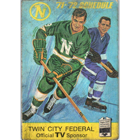 1971-72 Minnesota North Stars Hockey Pocket Schedule Twin City Federal TK1-P3