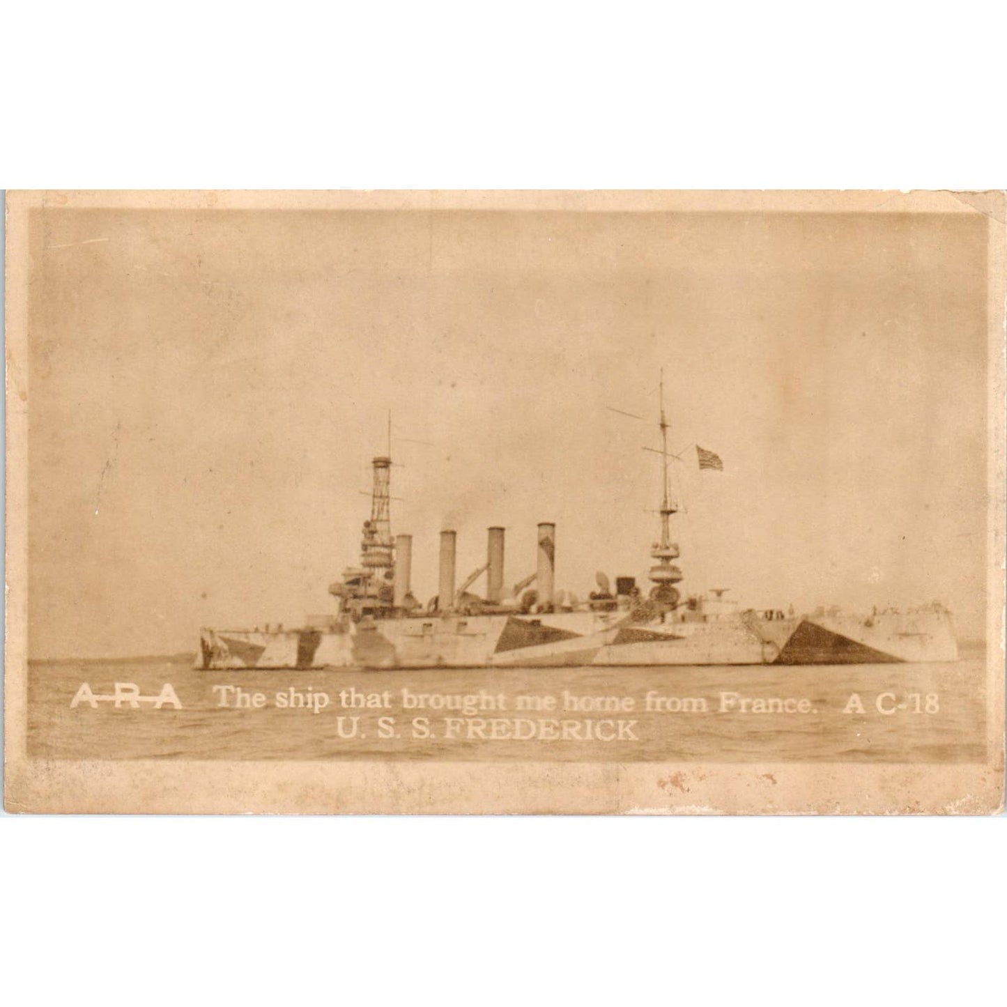 USS Frederick - The Ship That Brought Me Home From France - Postcard TJ7-RP1