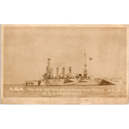 USS Frederick - The Ship That Brought Me Home From France - Postcard TJ7-RP1