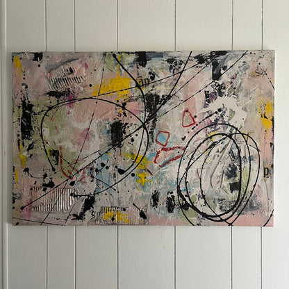 Original LARGE Mixed Media Abstract Art Painting 24x36" That’s Cap w/ COA