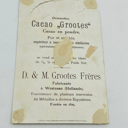 Victorian 1800s French Trade Card Cacao Crooters Children on Tugboat Dog AA3