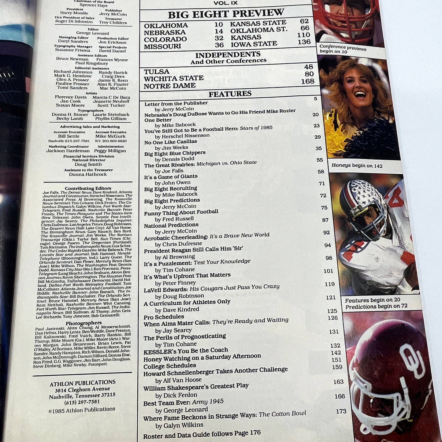 1985 Athlon’s Nebraska Cornhuskers & Big 8 Football Preview Magazine TH3