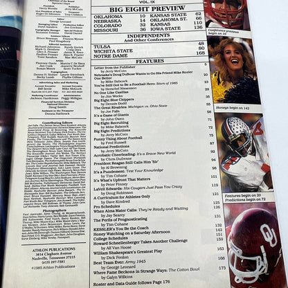 1985 Athlon’s Nebraska Cornhuskers & Big 8 Football Preview Magazine TH3