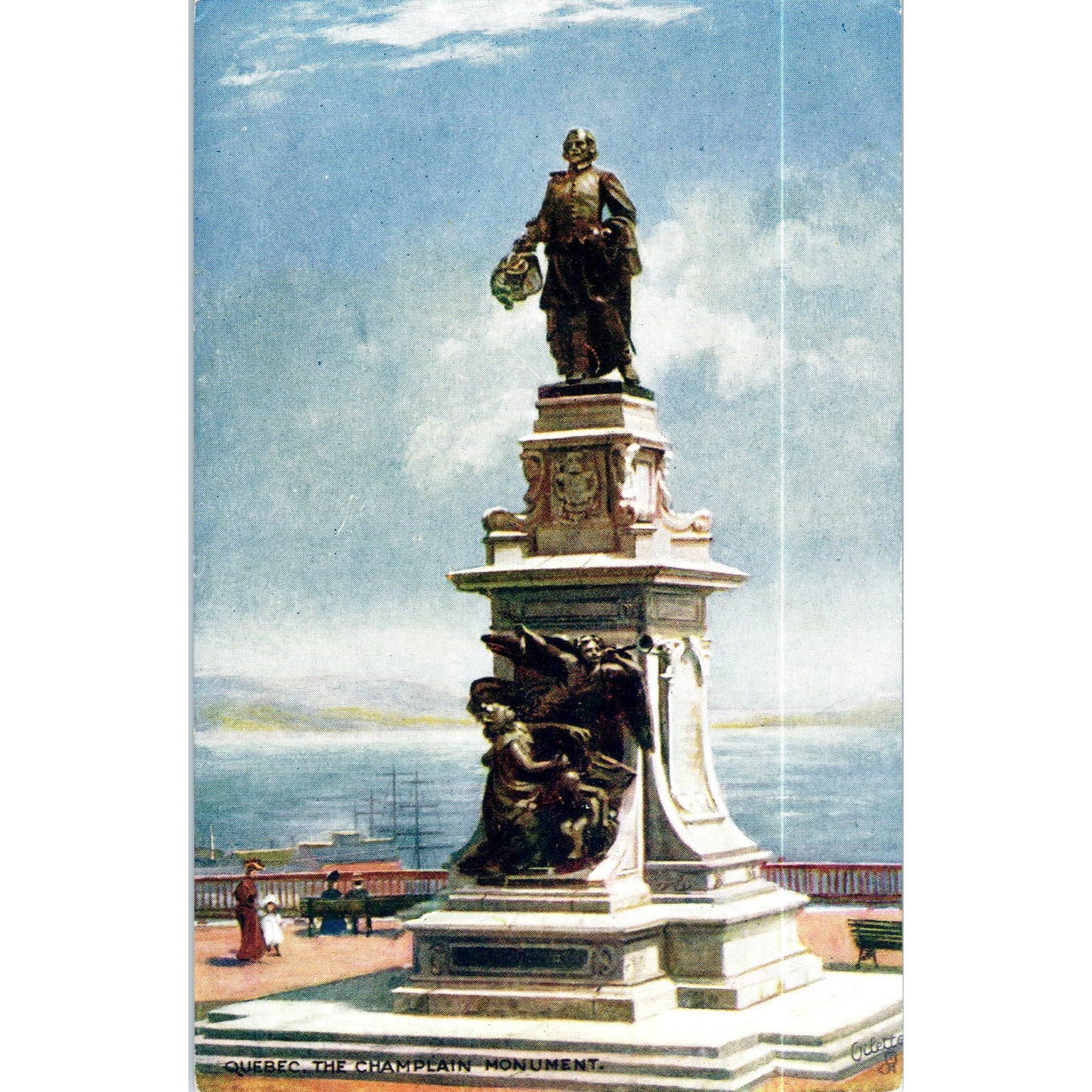 Quebec - The Champlain Monument Raphael Tuck Oilette Original Postcard TK1-P17