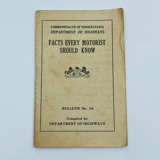 1925 Booklet Facts Every Motorist Should Know Commonwealth of Pennsylvania SC2