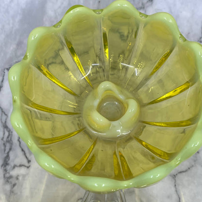 Fostoria Heirloom Opalescent Yellow Vaseline Glass Table Charm Set Glows TA9