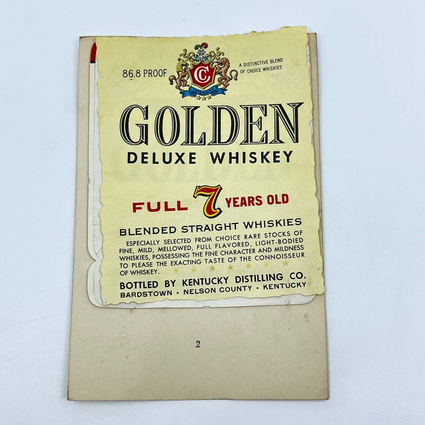 Golden Deluxe Whiskey Label Set of 3 Kentucky Distilling Co Bardstown KY