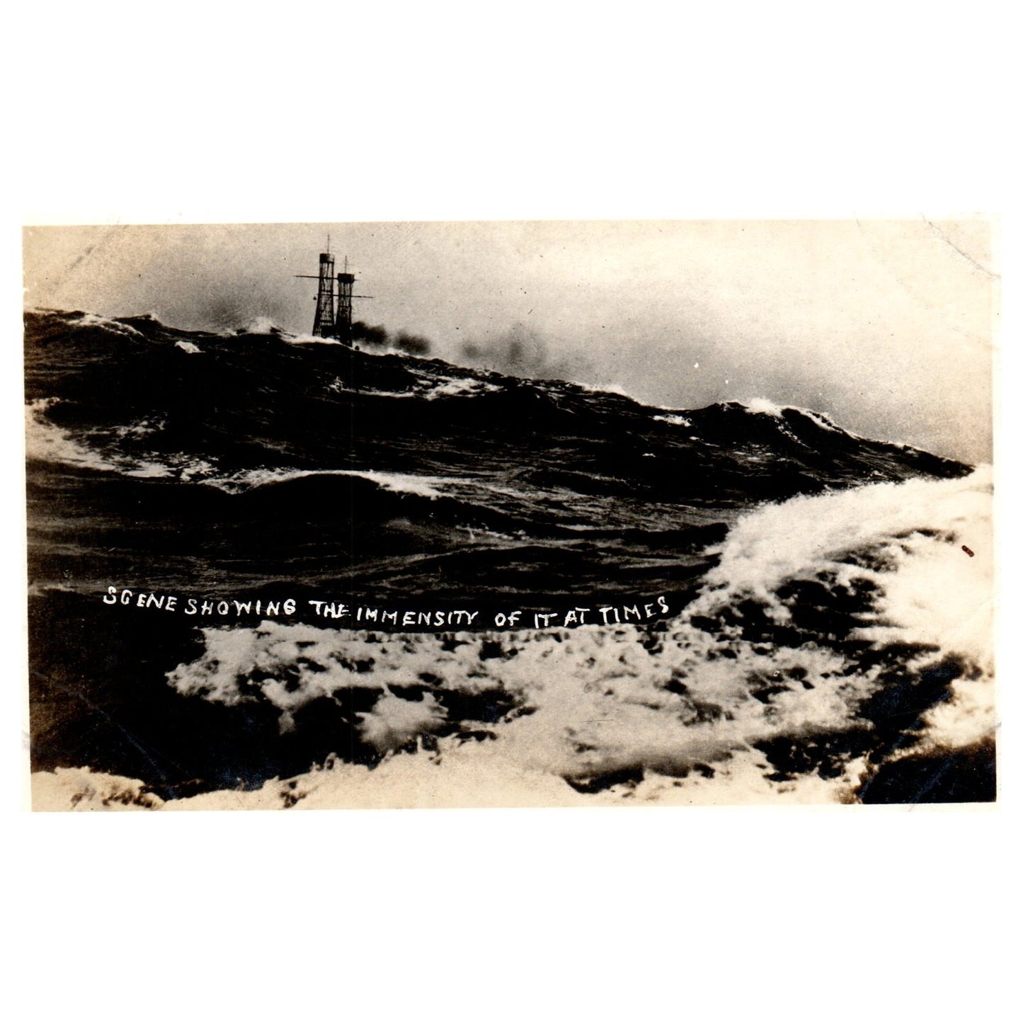 WWI Battleship Scene Showing Rough Seas - Original Postcard RPPC P3-6