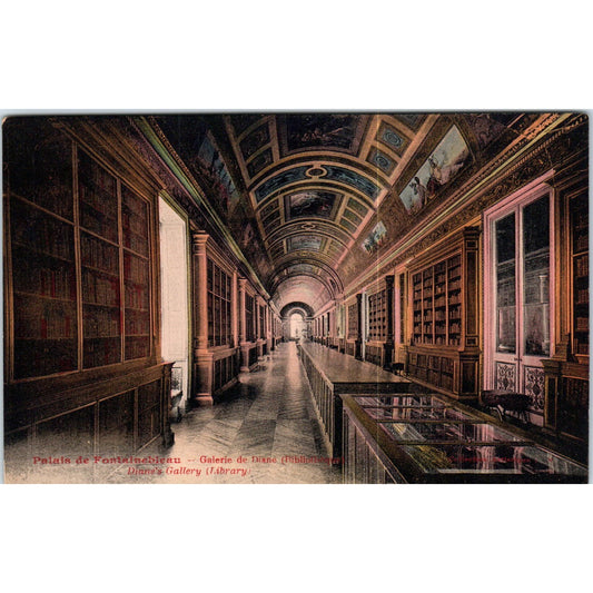 Palais de Fontainebleau Diane's Gallery Library Original Postcard P2-4