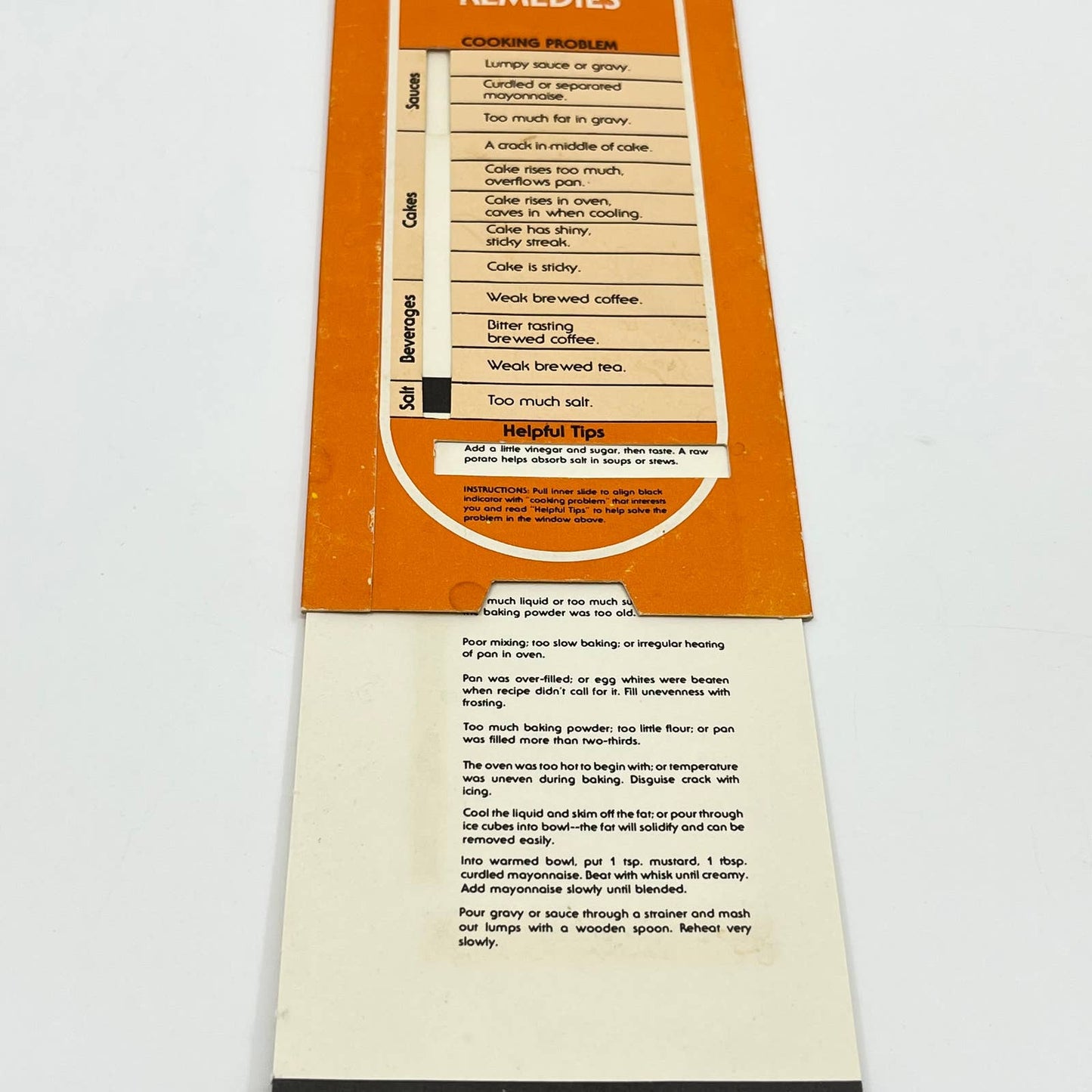 1983 Instant Cooking Remedies Cheat Sheet Slider Card SC6