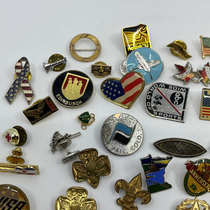 Huge Lot 50+ Vintage Metal & Enamel Pin Pinback Buttons SD9