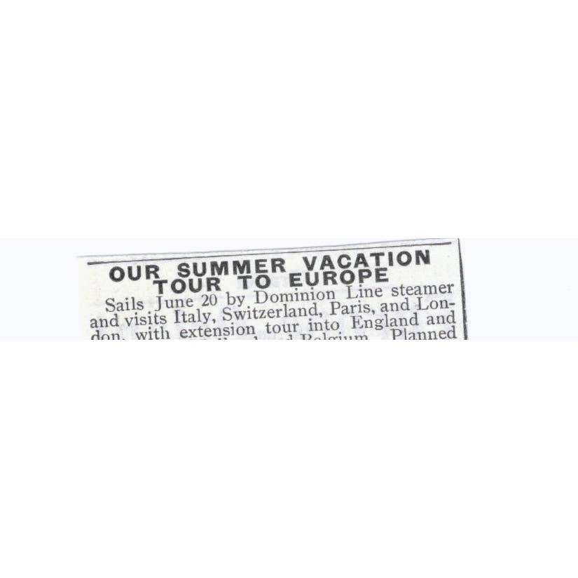 Summer Vacation Europe Tour H.W. Dunning & Co Boston - 1903 Original Ad TJ7-S9
