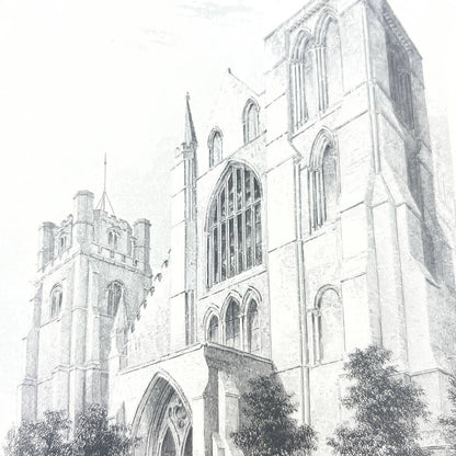1836 Original Art Engraving Chichester Cathedral West FRONT Floor Plan & Bio TG6