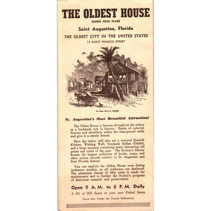 Vintage Explore the Oldest House - St. Augustine Florida Travel Brochure SE3-3