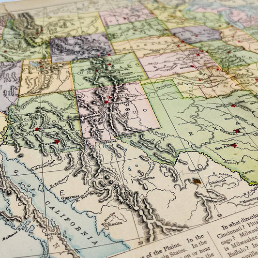 1896 Harper’s Political Map of UNITED STATES 2 Page Color Engraved 12x19” FL1