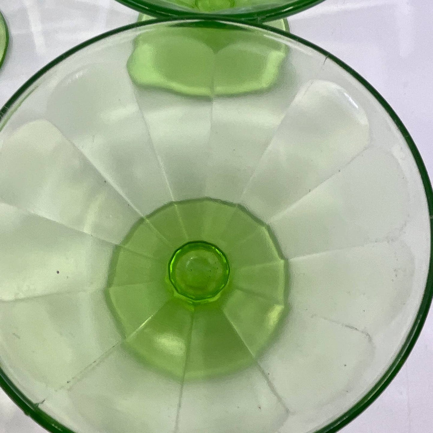 1920s Federal Glass Depression Uranium 4 Sherbet Ice Cream Dishes Optic TH5