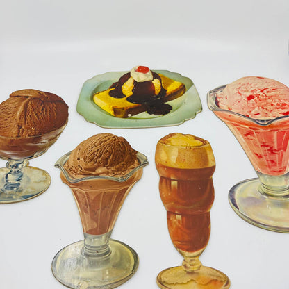 1960s Soda Fountain Restaurant Die Cut Ice Cream Counter Display Pieces TD1