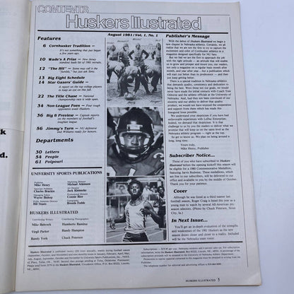 1981 First Issue - Nebraska Huskers Illustrated Magazine -  Roger Craig TH7