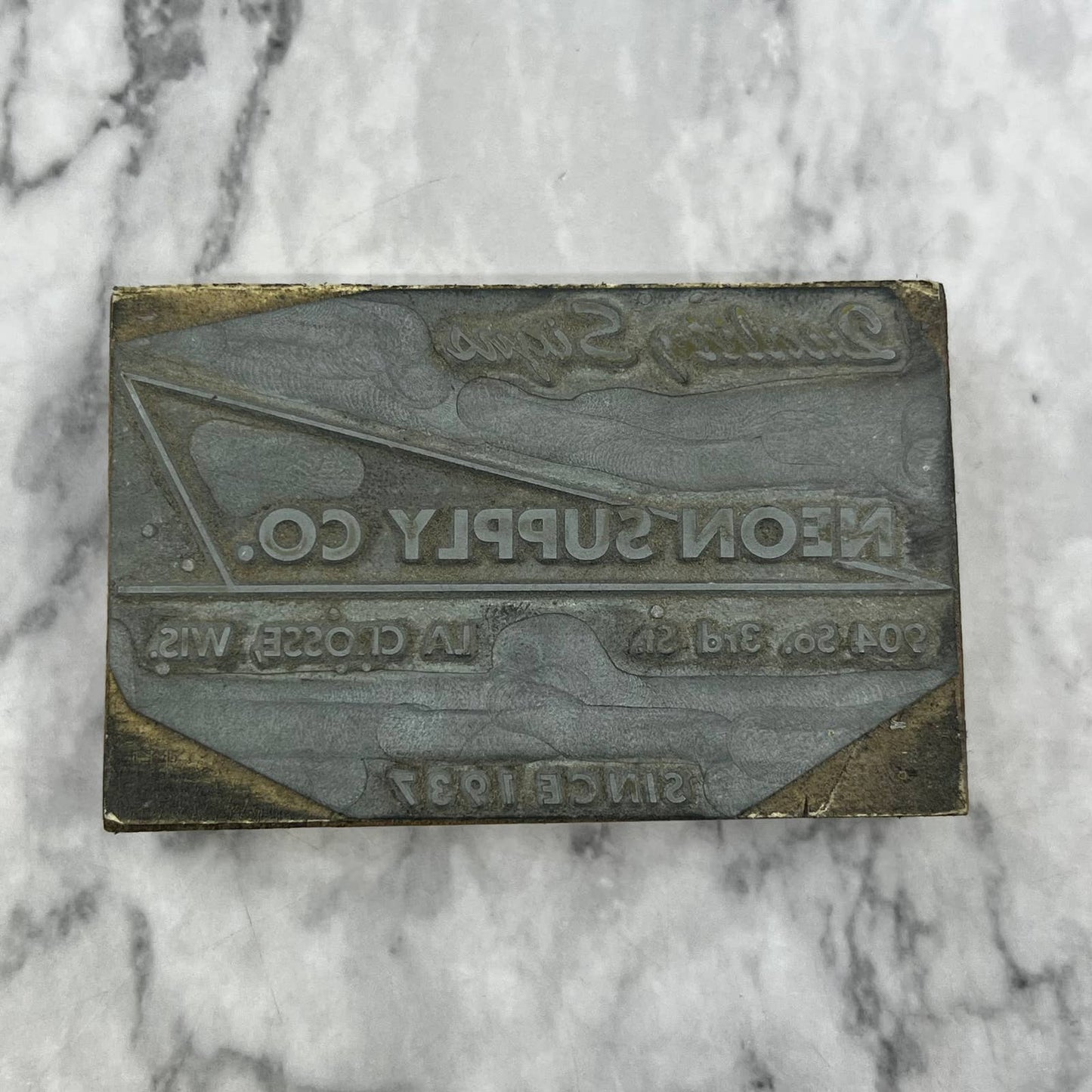 Vtg Printing Letterpress Printers Block Plate NEON SUPPLY CO La Crosse WI TJ5