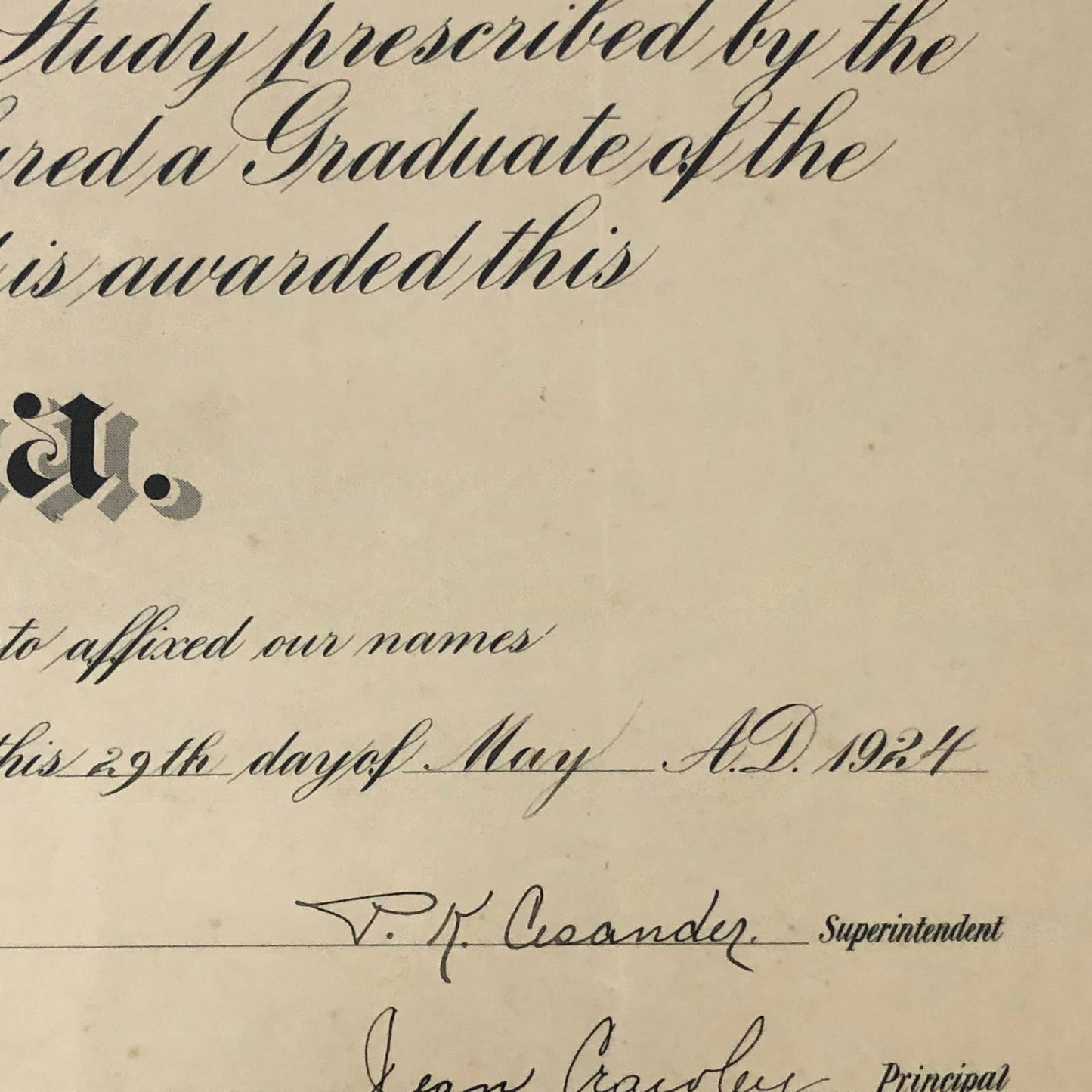 1924 Rushford High School Diploma Francis Eleanor Shattuck Austin Minnesota RU1