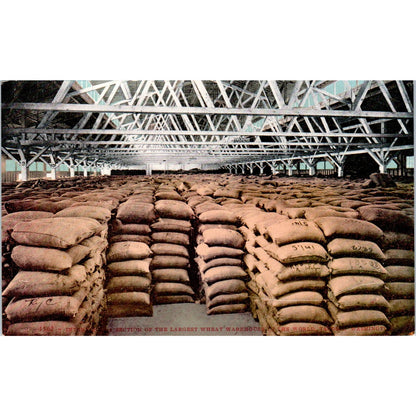 Vintage Postcard World's Largest Wheat Warehouse Tacoma Washington TD9-W2